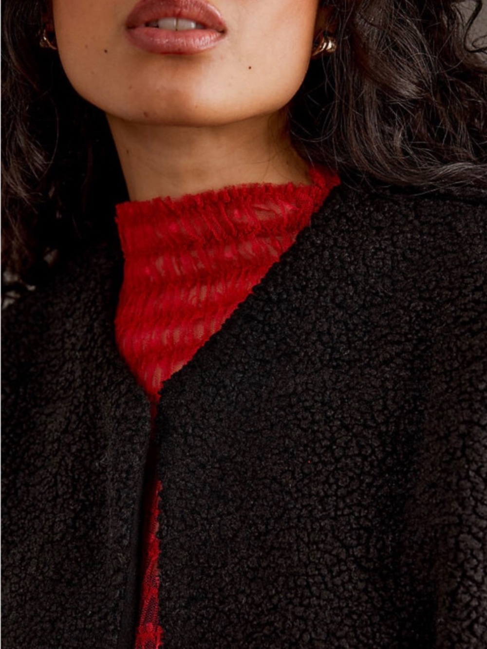 Anthropologie Self Contrast┆OS┆Oversized Sherpa Vest┆Black┆287 - Picture 5 of 6